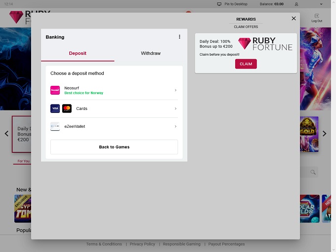 Ruby Fortune 19.04.2021. bank