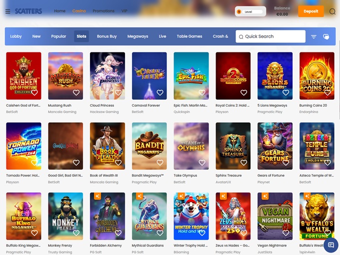 Scatters Casino 02.02.2026. lobby