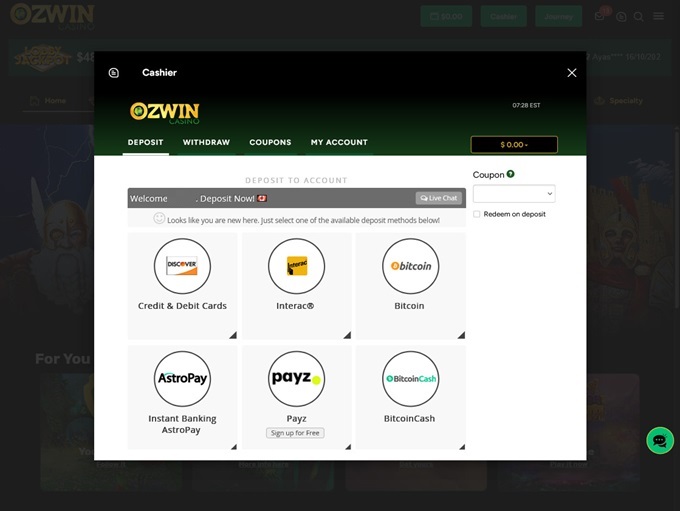 Ozwin Casino 16.10.2024. bank
