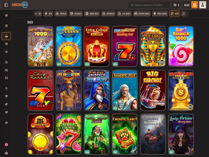 Neon54 Casino 16.09.2025. lobby