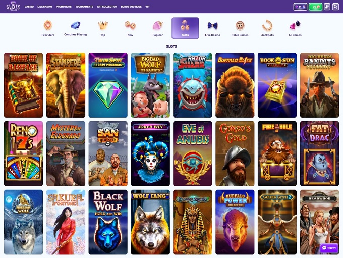 SlotsPalace Casino lobby