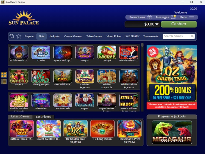 Sun Palace Casino 12.12.2025. Lobby New